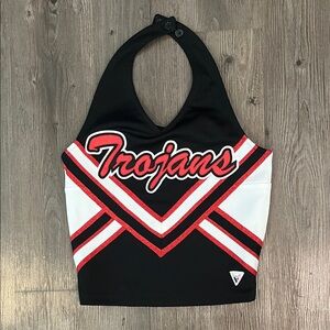 Varsity Black and White Cheer Halter Top